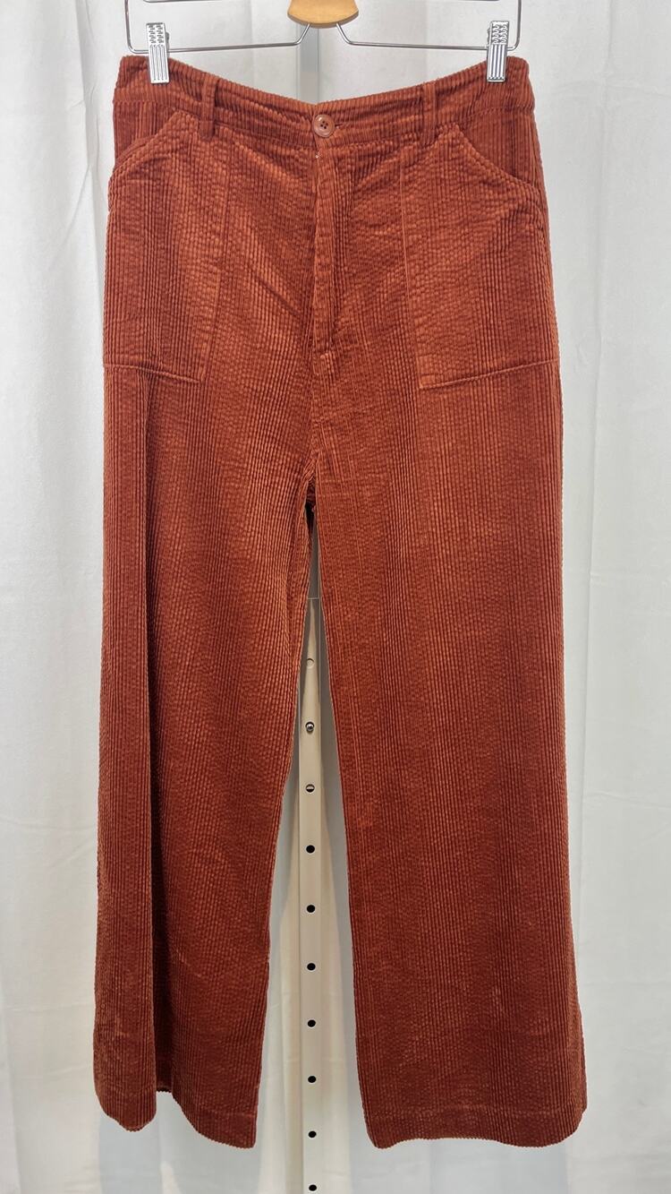 ROLLA'S Rollas Francois Corduroy Pants Wide Leg High Rise Rust Orange 12 L